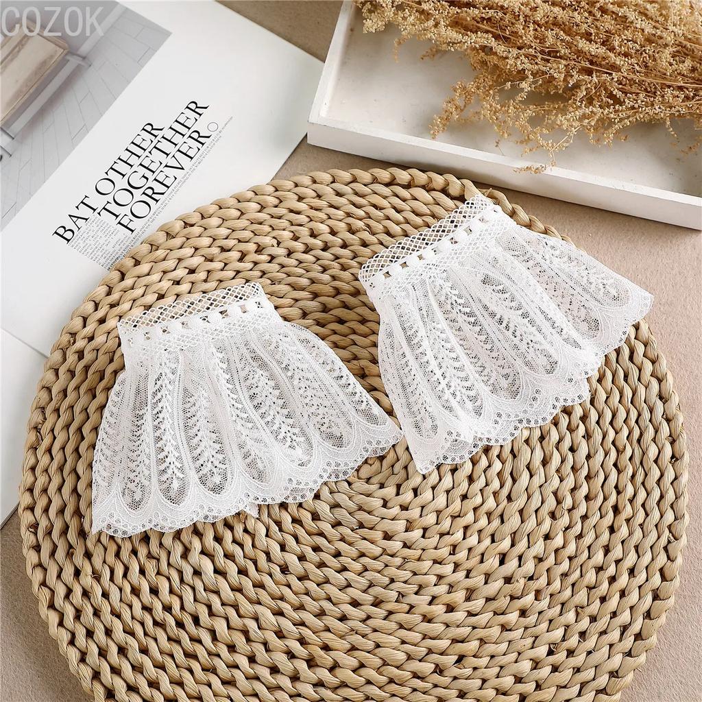 Cross-border Pleated Mesh Lace Sleeves Women's Decorative Cuffs Replacement Fake Sleeves