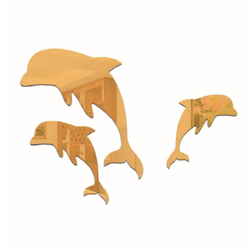 3D Spiegel Wand Delfin Aufkleber Ästhetische Zimmer Deko Spiegel Aufkleber Schlafzimmer Hintergrund Abnehmbare Aufkleber Wohnzimmer