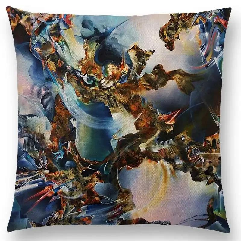 New Gorgeous Abstract Art Painting Mysterious Color Vortex Fantasy Geometry Retro Cushion Cover Car Sofa Throw Pillow Case