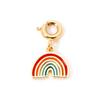 1 Piece Brass Charms 18K Real Gold Plated With Spring Ring Clasp Cherry Heart Rainbow Pendant For DIY Neckalce Bracelet Making