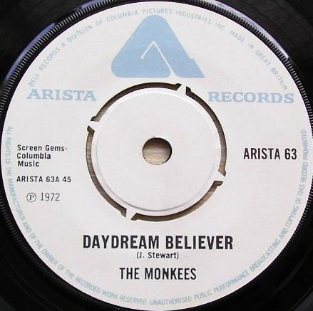 

7inch Record MONKEES - Daydream Believer ARISTA63 Arista 1976 UK Pop Used