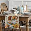 Wood Grain Gnomes Pumpkins Sunflower Leaves Fall Table Runner Autumn Thanksgiving Dresser Scarf Decor Kitchen Dining Table Decor