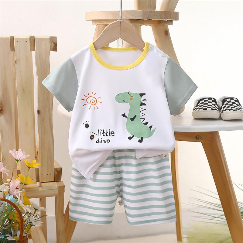 2026 Summer Kids O-Neck Short Sleeve Top Suits Baby Spring Cartoon Short Pant Two-pieces Set Suit for Girl Boy