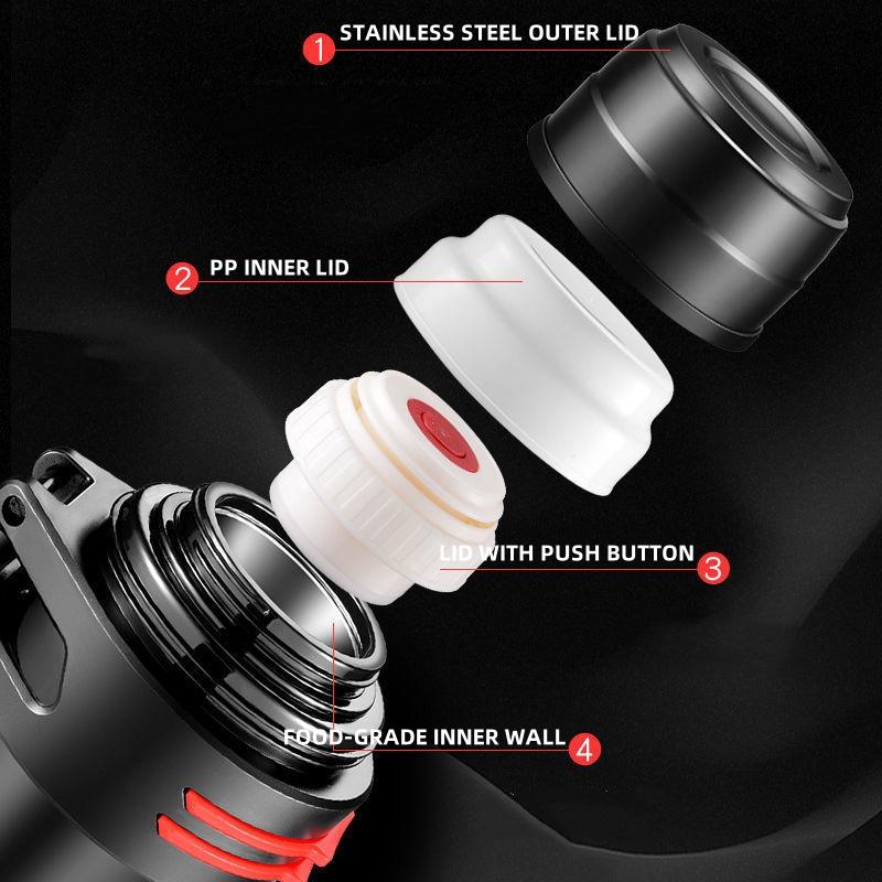 2000ml/70.55oz,Camping large-capacity stainless steel thermos flask, large-capacity portable water bottle for outdoor travel
