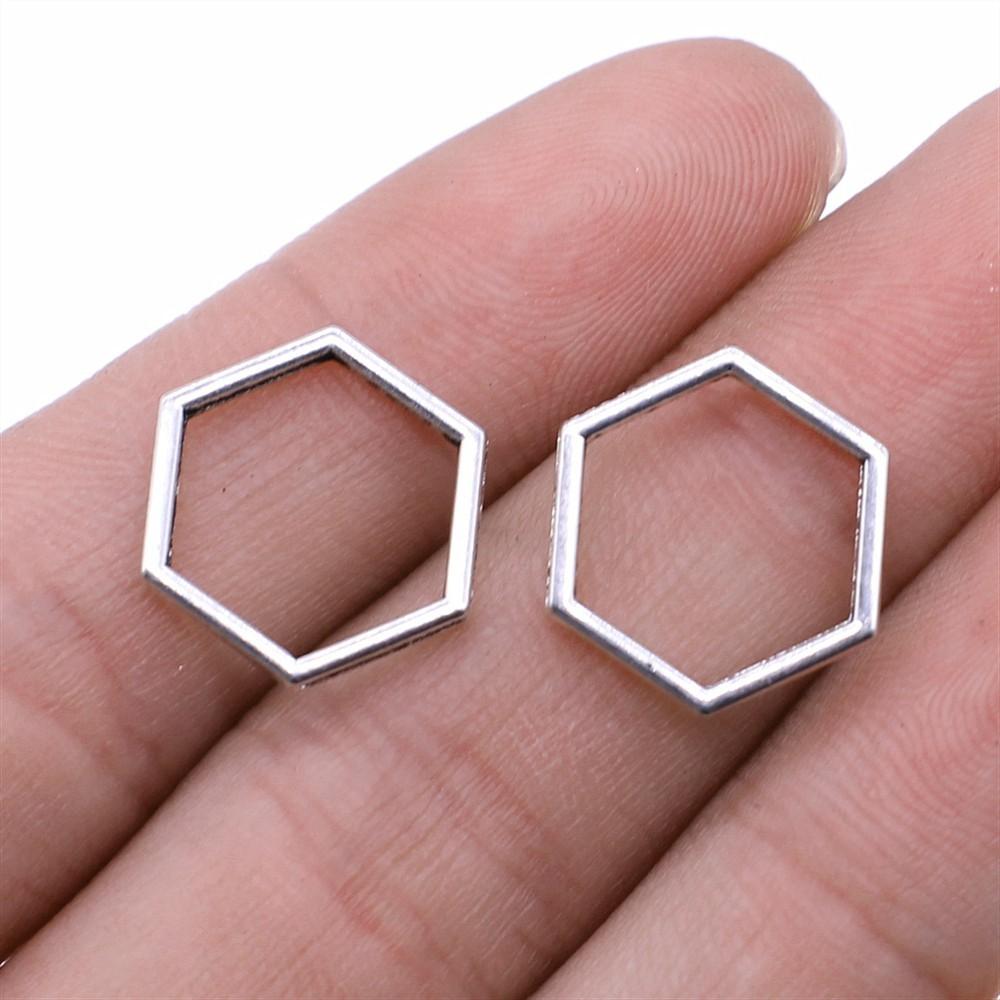 20pcs Charms Hexagonal Honeycomb DIY Jewelry Findings Antique Silver Color Bee Honeycomb Charms