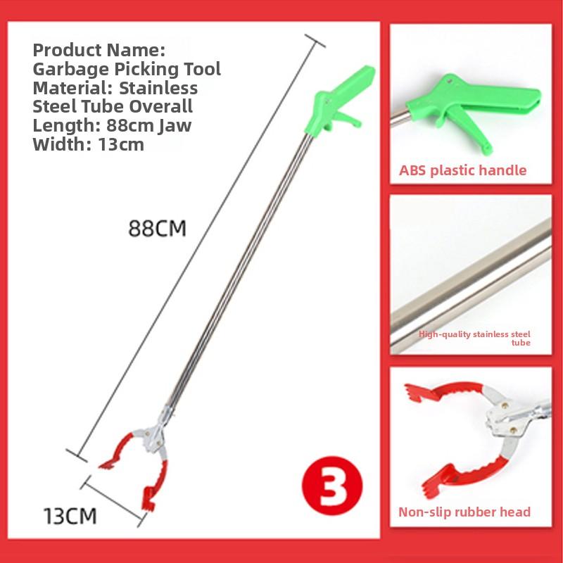 Stainless Steel Long Handle Wastebasket Picker up for Sanitation Workers Professional Garbage Grabber Durable Household Clean...