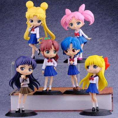 6pcs/set Anime Sailor Moon Mercury Venus Jupiter Mars Girls Beauty PVC Figure Model Toys 15cm