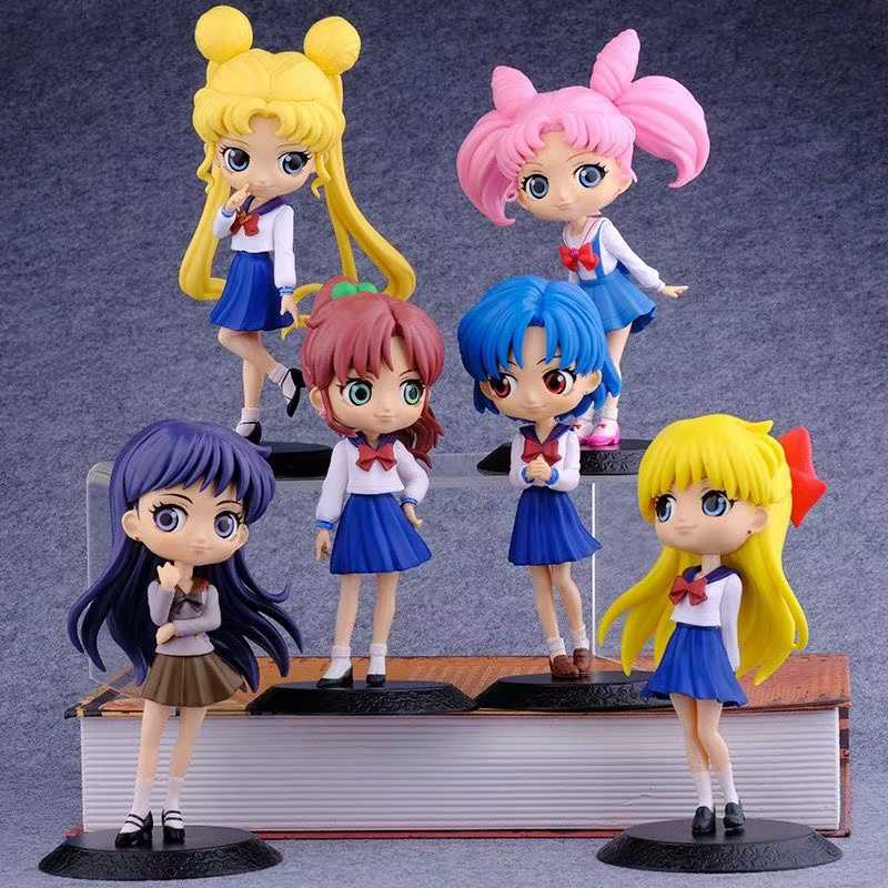 6 Stück/Set Anime Sailor Moon Merkur Venus Jupiter Mars Mädchen Schönheit PVC Figur Modell Spielzeug 15cm