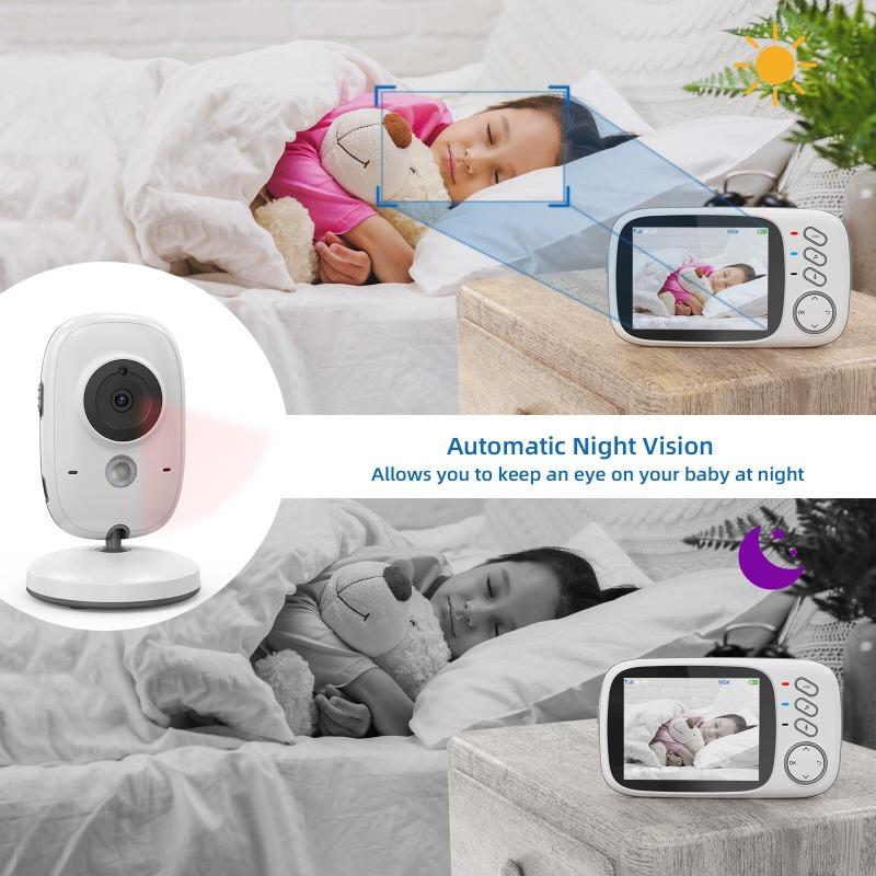 3.2 Inch Wireless Video Baby Monitor With Lullabies Auto Night Vision Two Way Intercom Temperature Monitoring Babysitter