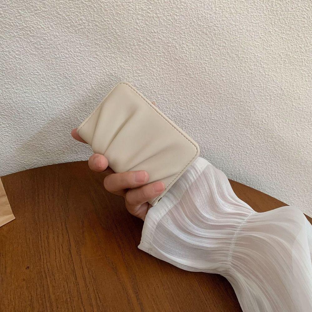 Multiple Card Slots Foldable Wallet Korean Style Wrinkled Card Holder Mini Coin Purse  Girls