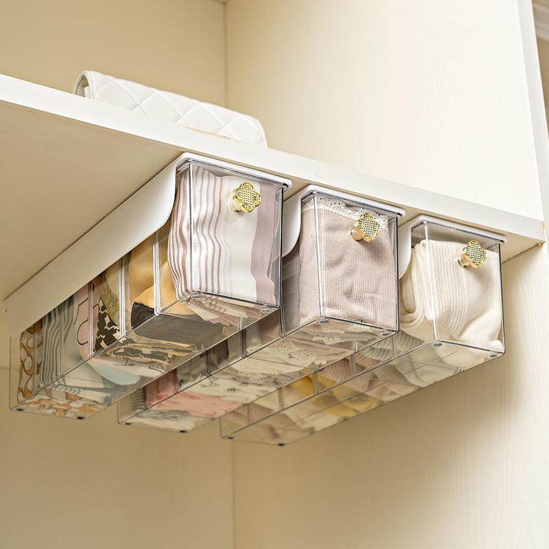 Underwear & Socks Storage Box, Wall-Mounted Punch-Free Wardrobe Organizer
