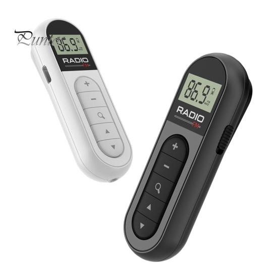 Mini-FM-Radio mit Taschenclip, LCD-Display mit Hintergrundbeleuchtung und 3,5-mm-Kopfhörer, einstellbarer Frequenz, DSP-Filterchip