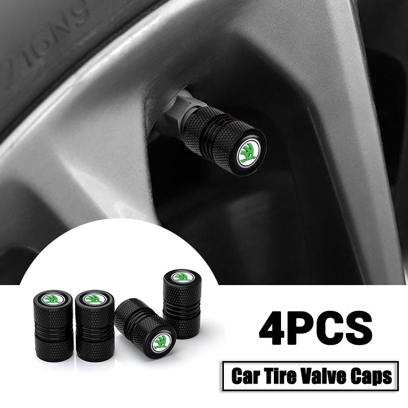 4pcs Metal Car Wheel Tire Valve Caps Stem Case TY17 Covers Accessories For Skoda S Kodiaq Octavia 2 3 Yeti Karoq Rapid Fabia VII A5