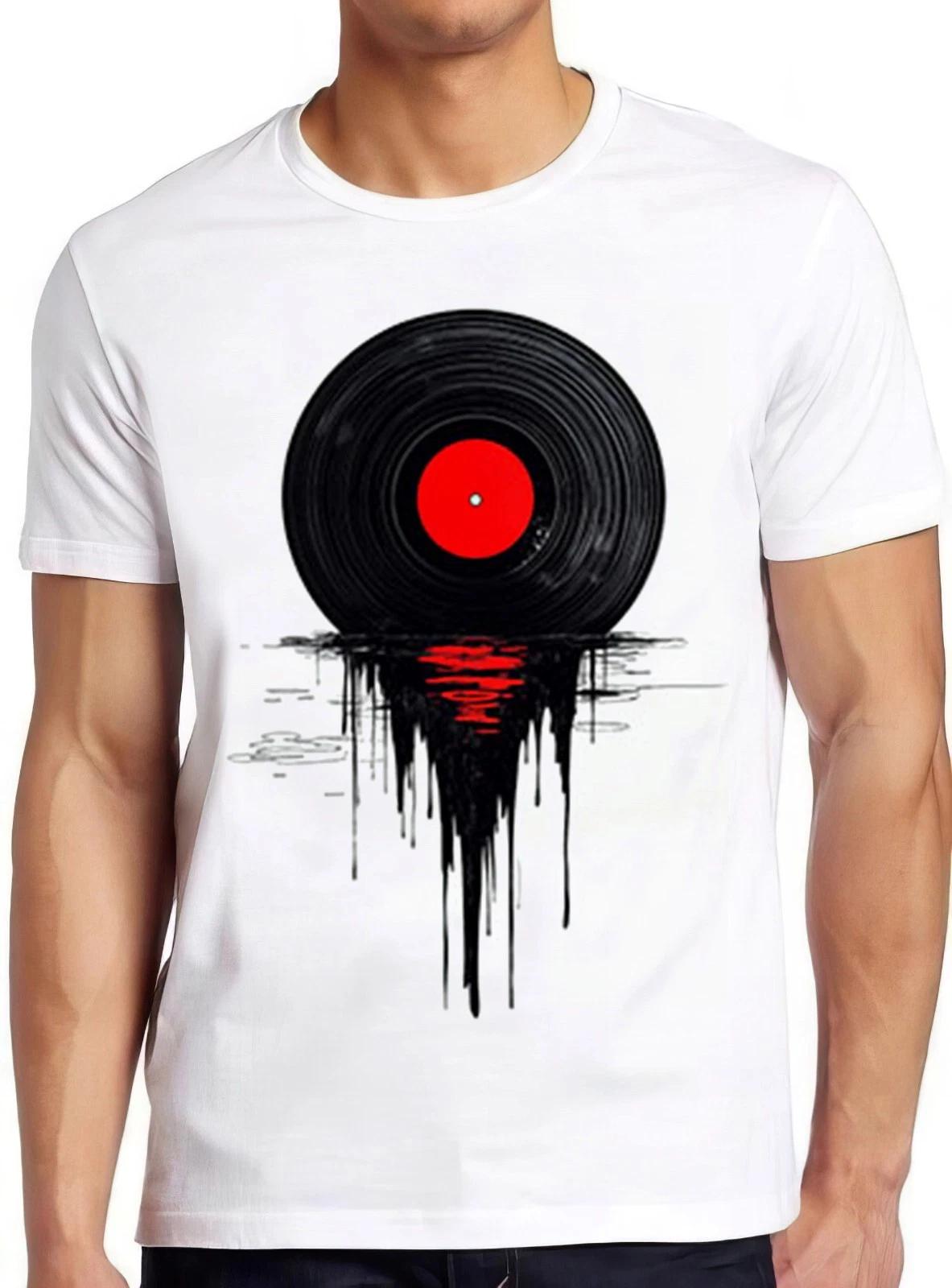 Melting Vinly Dripping Cool Record DJ Music Gift Tee T Shirt 2446 M