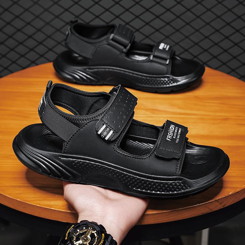 

Fashion Classic Men s Sandals Summer Genuine Leather Beach Sandals Fashion Men s Casual Shoes Wading Sandals Outdoor Sneakers 39 чёрный
