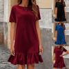 2026 Elegant Velvet Plus Size Short Sleeve Women's Dress for Various Occasions