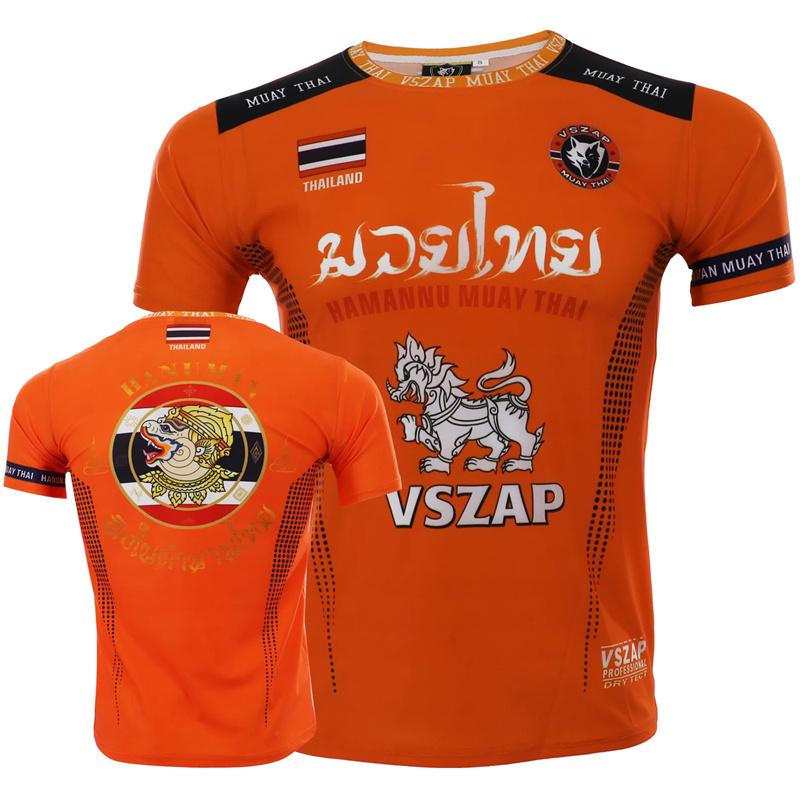 Muay Thai Sport Herren T-Shirts Lässig O-Ausschnitt Locker Kurzarm Oberteile Outdoor Laufen Fitness Sportbekleidung Mode Fitnessstudio T-Shirt Mann