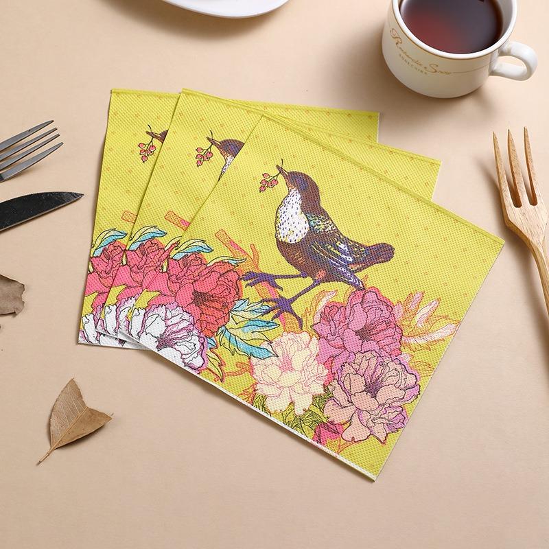 20pcs/pack 33x33cm Birds Flower Paper Cocktail Wedding Birthday Party Decoration Square Dinner Napkins