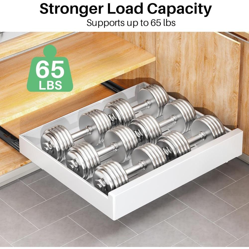 Pull Out Cabinet Organizer, 21"Deep, Slide Out Drawers for Kitchen Cabinets, Under Sink Organizers and Storage with Adhesive