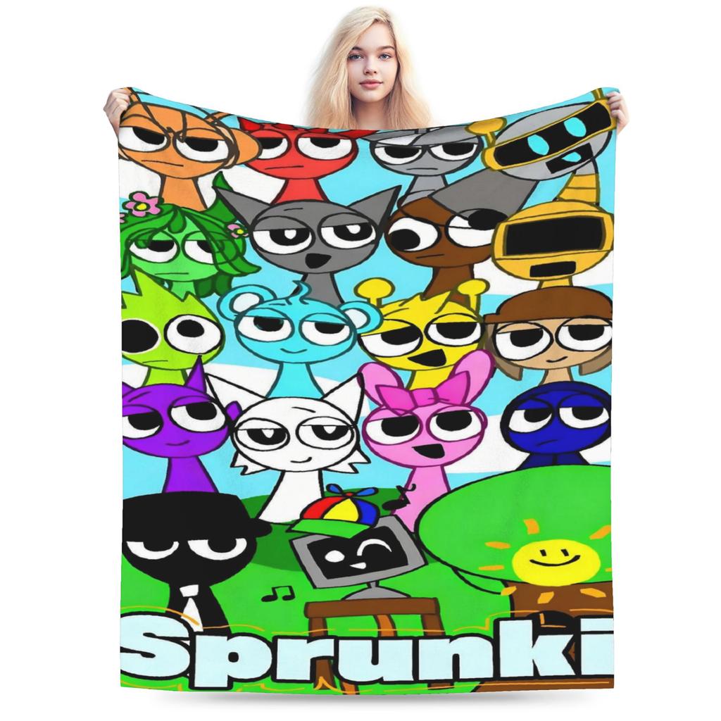 Cartoon Sprunki Music Game Blanket Fleece Soft Throw Blanket for Bedding Couch Bed Rug