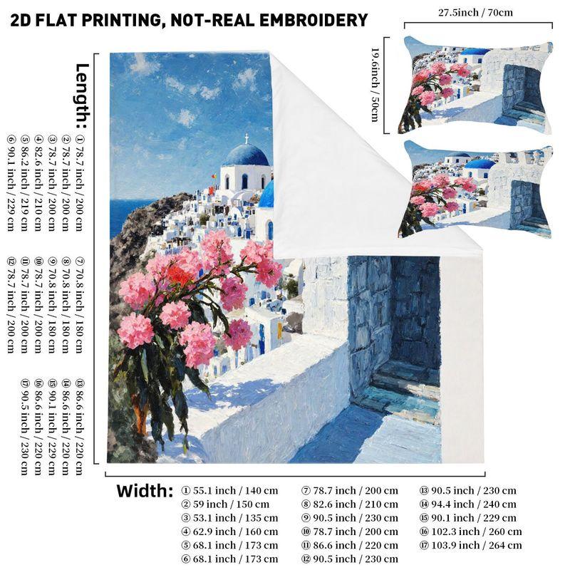 3-Piece Bedding Pillowcase Quilt Cover Set Greek Architectural Pattern 2D Digital Printing For Bedroom Hotel Dormitory Decor