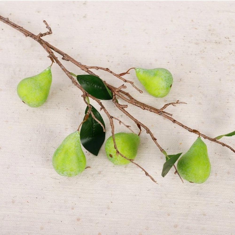 5 Heads Artificial Fig Branch Plastic with Leaves Simulated Fruits Handmade Exquisite Flower Arrangement Balcony Decoration