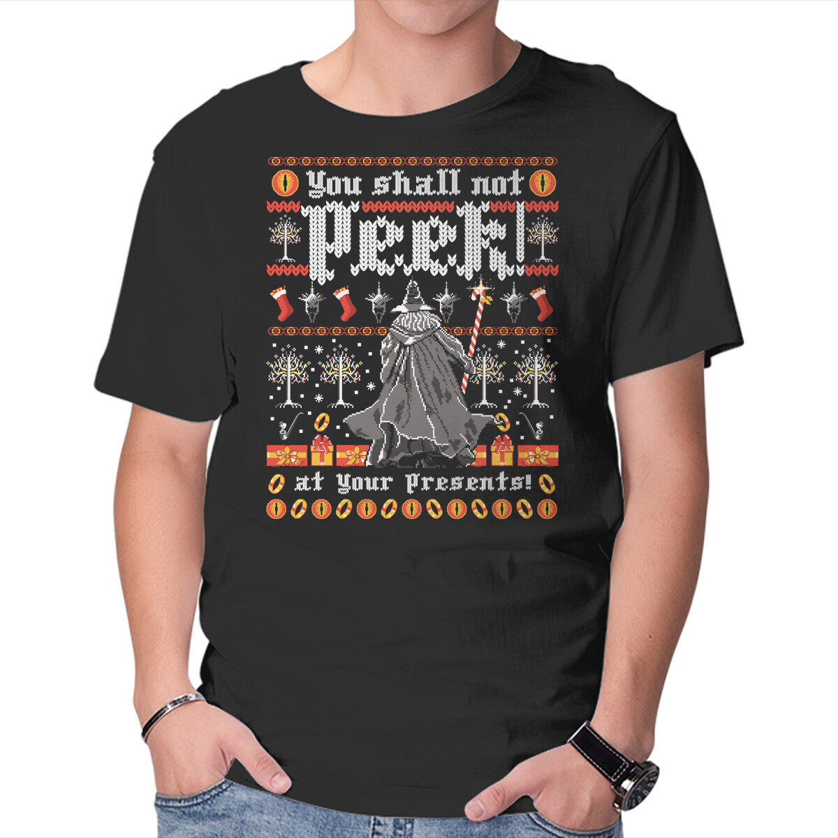 Unisex Crew Neck T-Shirt You Shall Not Peek Graphic Short Sleeve Casual Tee XL