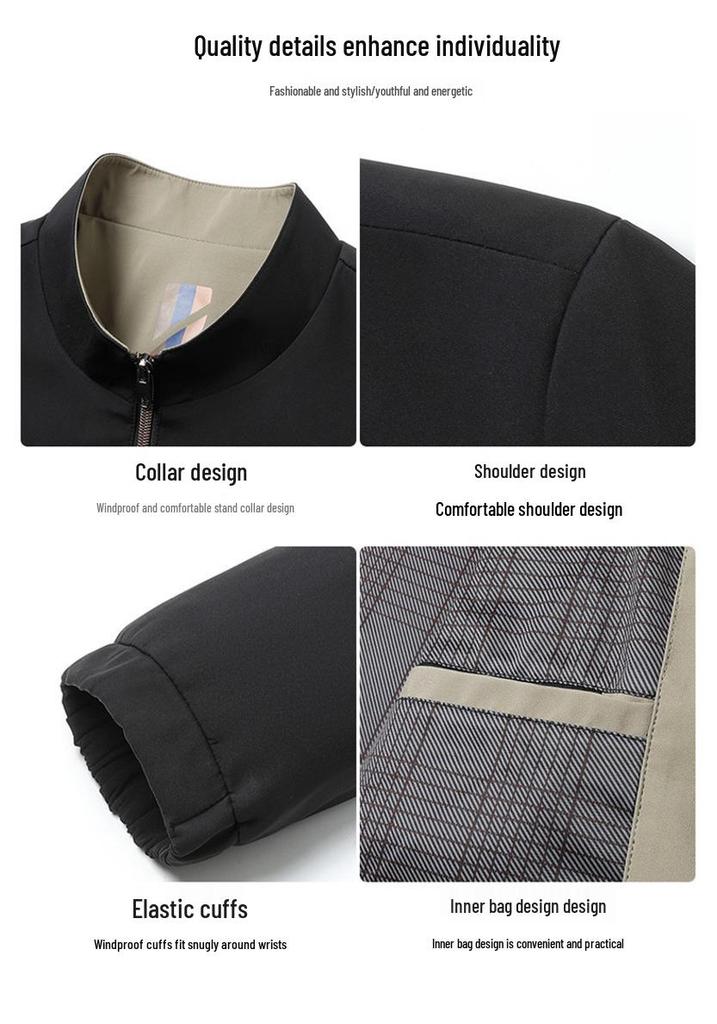Spring/Autumn 2024 Men's Casual Baseball Collar Jacket - Trendy Korean Style for Middle-aged & Elderly Dads