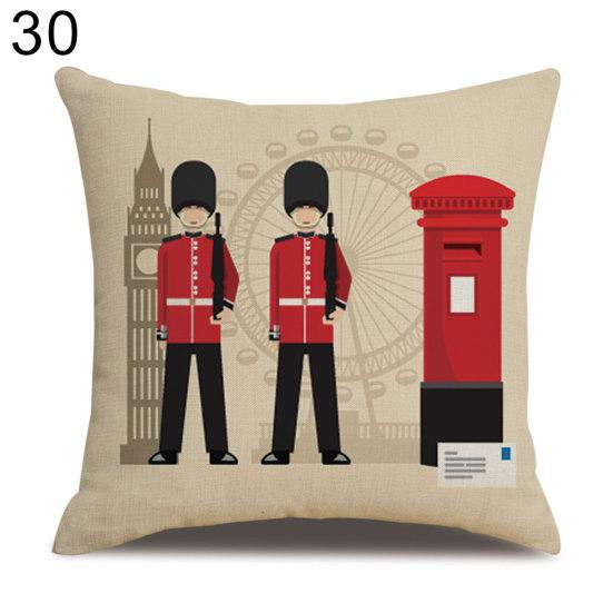 Drapeau Personnages de Londres Bus Coussin en Lin Jeté Housse de Coussin Taie d'Oreiller