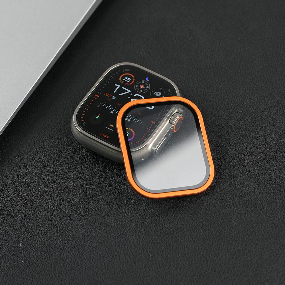

Screen Protector For Apple Watch Case Ultra2 3 49mm Accessories Aluminum Alloy Cover Frame+HD Tempered Glass iWatch series Ultra Ultra 49mm помаранчевий