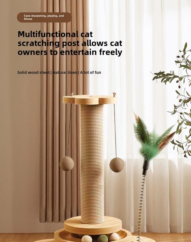 Hemp Rope Cat Climbing Frame: No-Crumb Scratching Board & Self-Entertaining Toy with Claw Column.