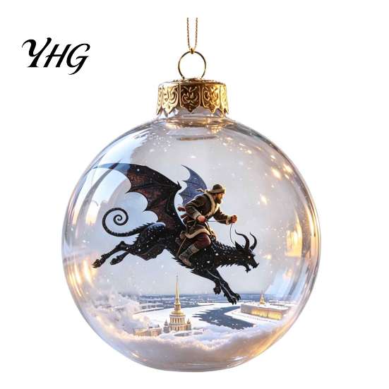Xmas Fireplace Hanging Ornaments Glowing Christmas Story Ornament, Light-Up 3D Ball with Warm LED, Mini Garden Holiday Scene Clear Decoration