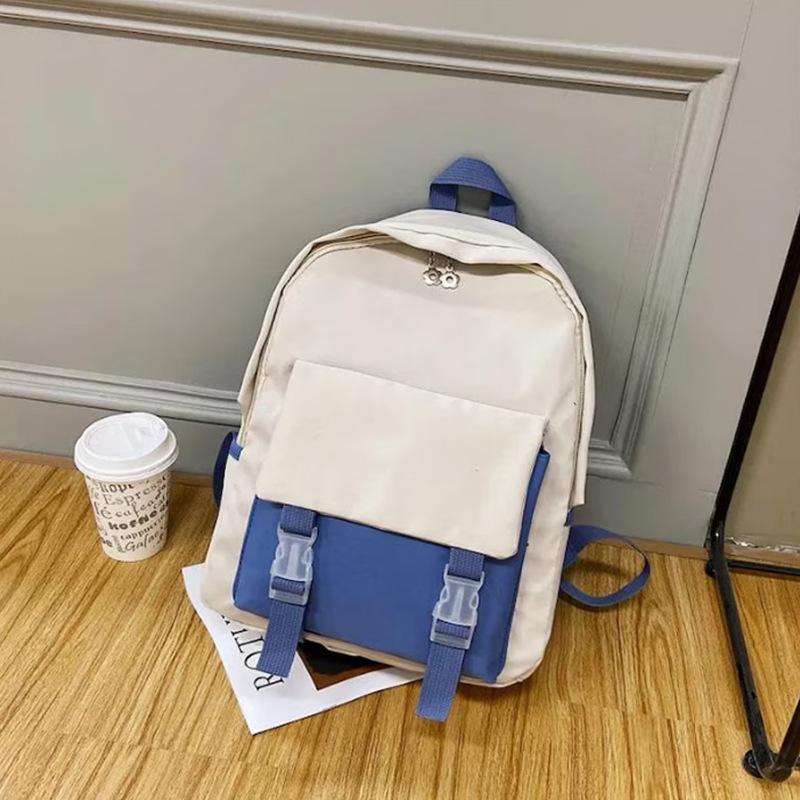 Personalized Hand-Embroidered Snap Backpack Travel Waterproof 2025 New Large Capacity Flower Decoration Simple Bags for Students