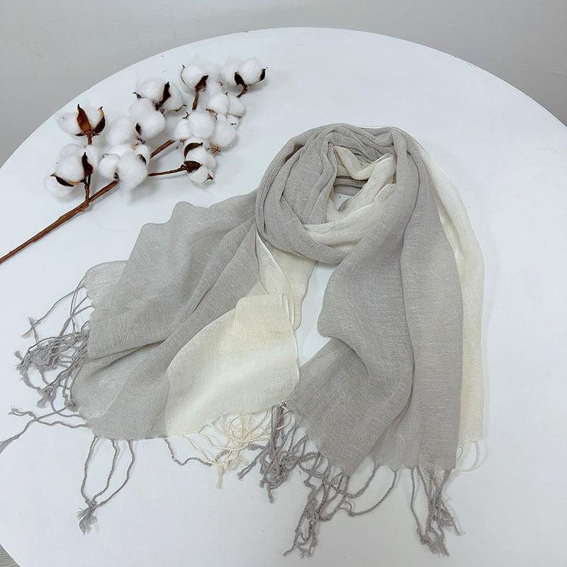 Thin Cotton And Linen Striped Scarf Literary And Versatile Soft Neck Protection Silk Scarf Women'S Travel Shawl