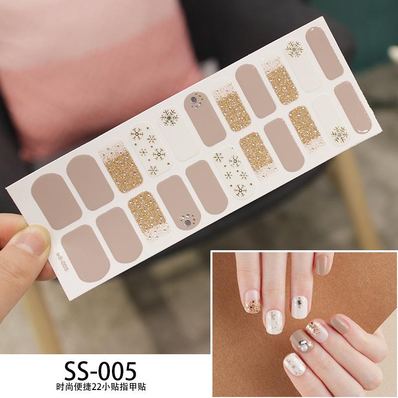 22pcs Sheet Laser Bronzing Full Cover Nail Stickers Long Lasting Tearable Cute Nail Art Wraps Design