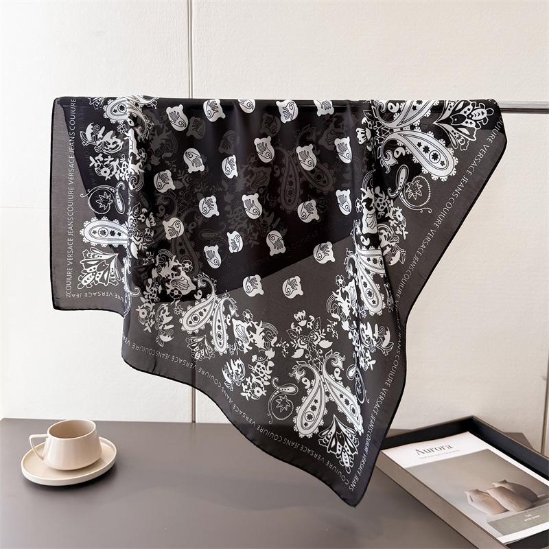 Cashew Print Imitation Silk Scarf Square Scarf High-End Shawl Versatile Neck Small Square Scarf Headscarf Scarf Women