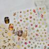 Tomoni Golden Branch & Jade Leaf Metal Nail Stickers - Chinese Style, Back Adhesive, Ginkgo Design Decor.
