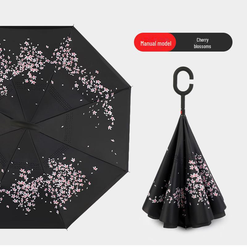 Double-Layer C-Shaped Reverse Umbrella, Extra-Large, Long-Handled for Two People, Custom Logo, For All Weather, Car-Mounted, Advertising Umbrella