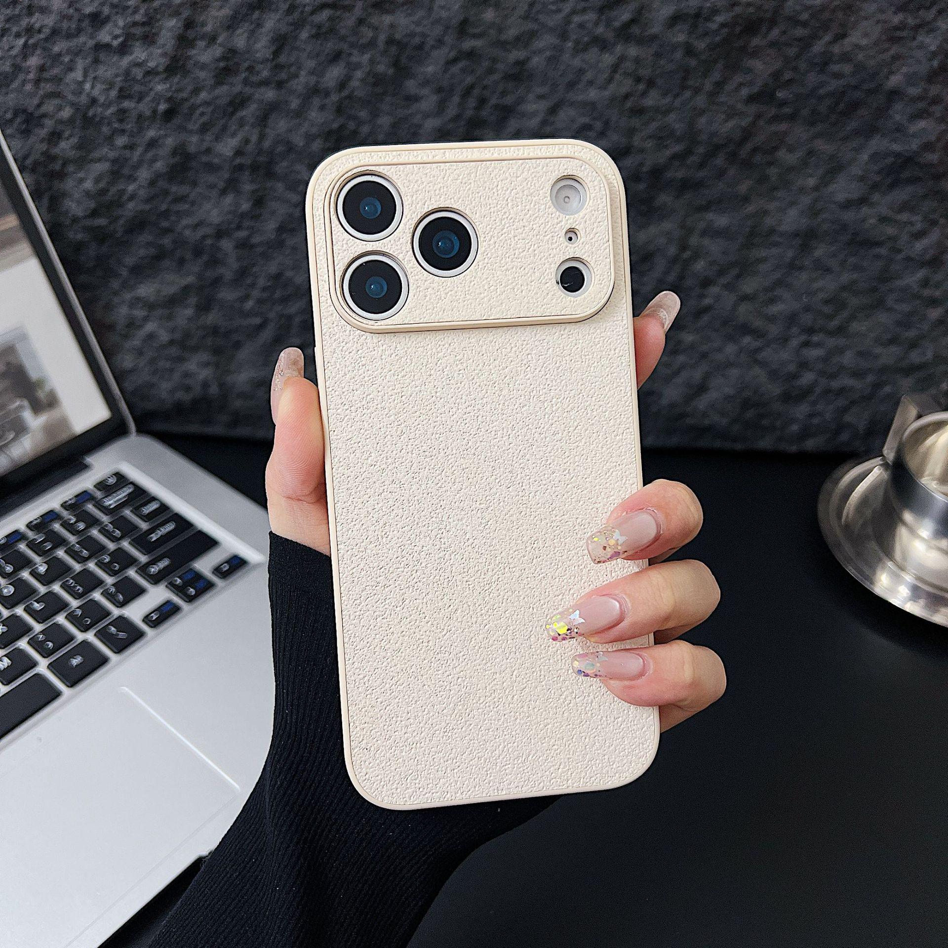 

Lychee Pattern Large Window Phone Case for Apple 16PRO/16/17PROMAX with Precise Holes, Trendy Acrylic Design 14PLUS
