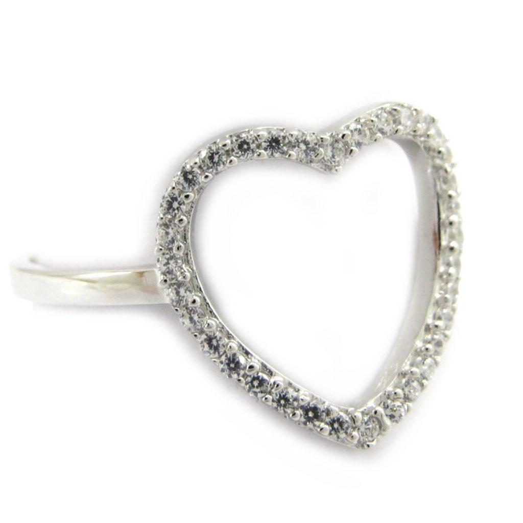 Silver Ring 'Love' Silvery White (rhodium) - 13x12 Mm