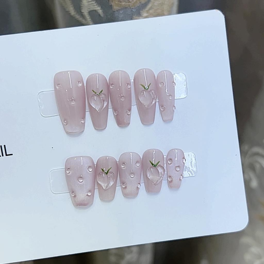 Reine Handarbeit Phototherapie Wear Nagel Pfirsichsaft Yaoyao Original Fertigprodukt Wiederverwendbare Nagelkunst-Aufkleber