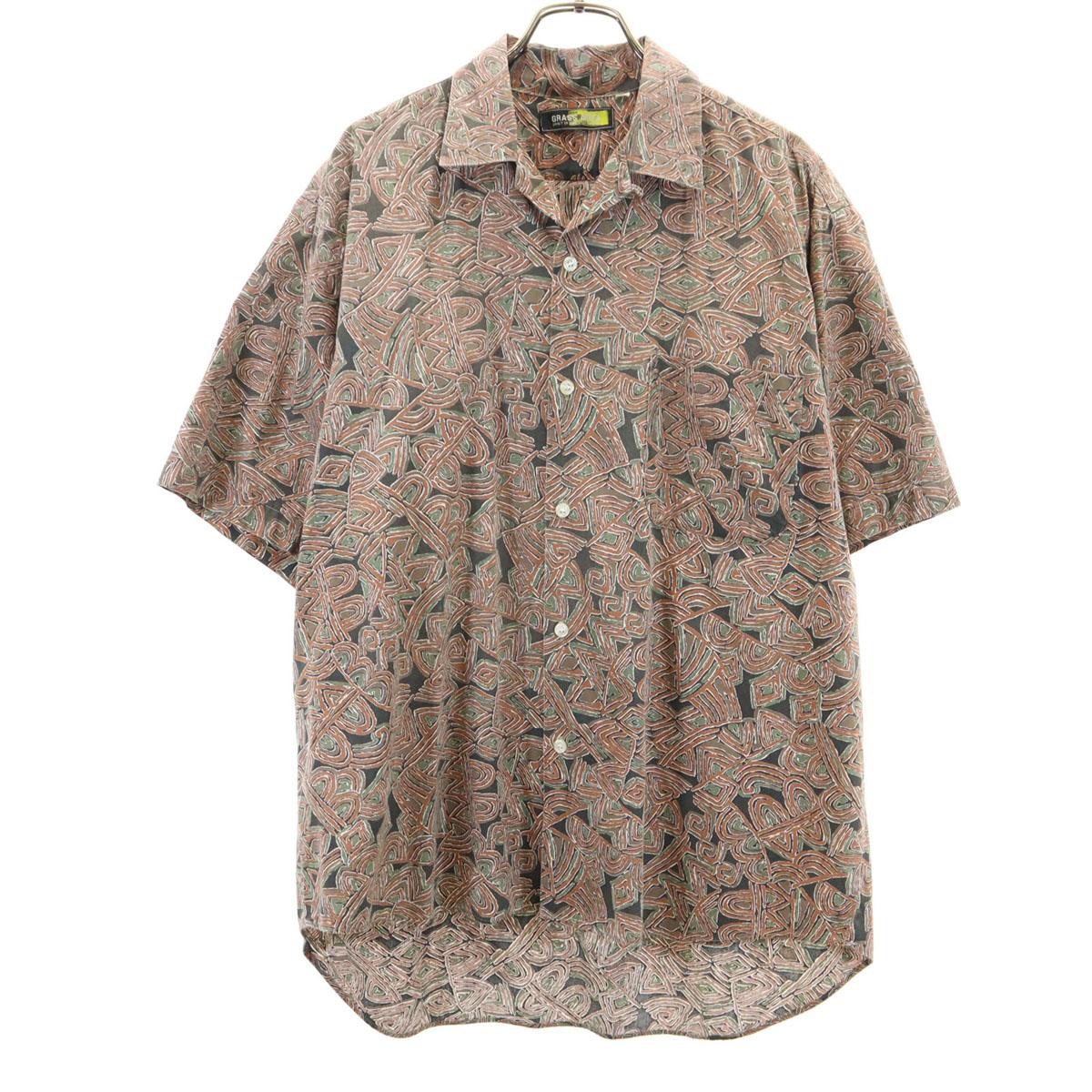 

ТРАВЯНАЯ ЗОНА Общая ручка Рубашка с коротким рукавом Открытый воротник F Серая Мужская Б/У