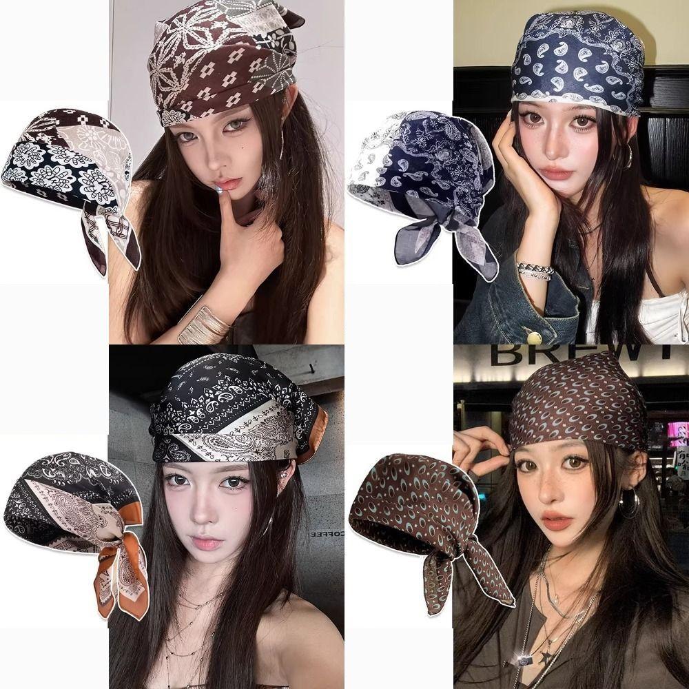 Geometric Shape Small Square Scarf Spicy Girls Hair Scarf Simple Punk Bandana Scarf Accessories