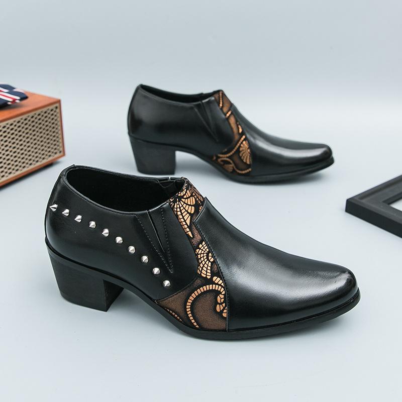 Men's Business Leather Shoes 46 Large Size New Casual Leather Shoes Fashionable Men's Height-increasing Dress Shoes Retro Leather Shoes