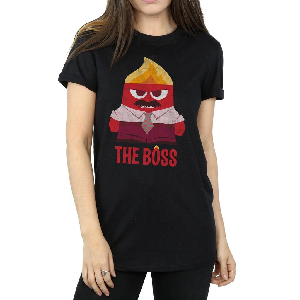 Disney Damen/Damen Inside Out Anger The Boss Baumwoll-Boyfriend-T-Shirt