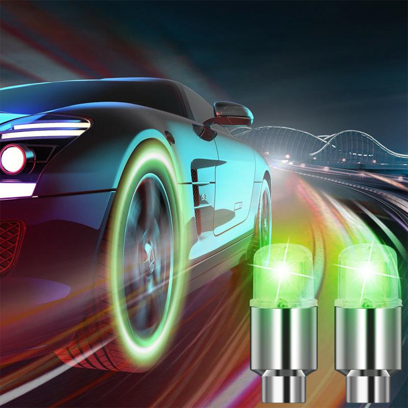 2 Stück Auto Rad Reifen LED Licht Bunte Ausrüstung Ventil Lampe Luftventil Schaftkappen Abdeckung Zubehör
