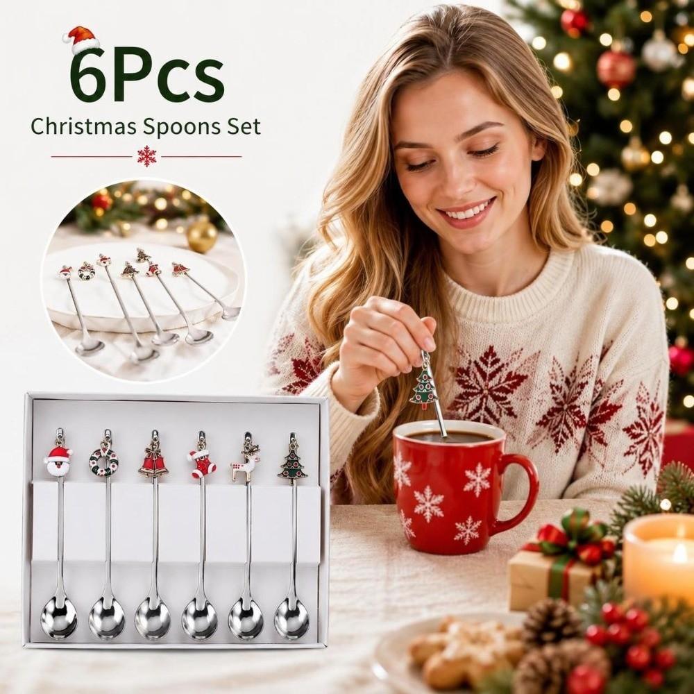 Snowman Coffee Spoon Set Festive Cake Spoons New Christmas Cutlery Set Holiday Decoration