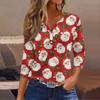 Women's Casual Fashion V-neck Loose Versatile Christmas Print Three-quarter Sleeve Top
