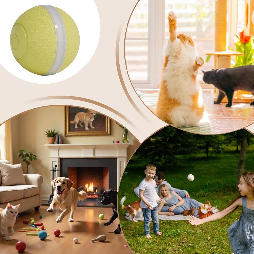 Interactive Cat Ball Rechargeable Smart Jumping Toy Obstacle Avoidance Ball For Dogs With LED Light For Indoor Play Exercise