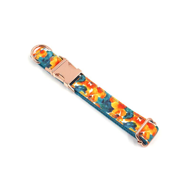 Rose Gold Hawaiian Print Dog Collar & Leash Set - Engravable